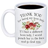 MyCozyCups Gifts For Boss Lady - Thank You For Being My Boss Lady Coffee Mug - Funny Unique 11oz Idea Cup For Employers, Managers, Women From Employee - Great Christmas, Birthday Gift For Boss Ladies