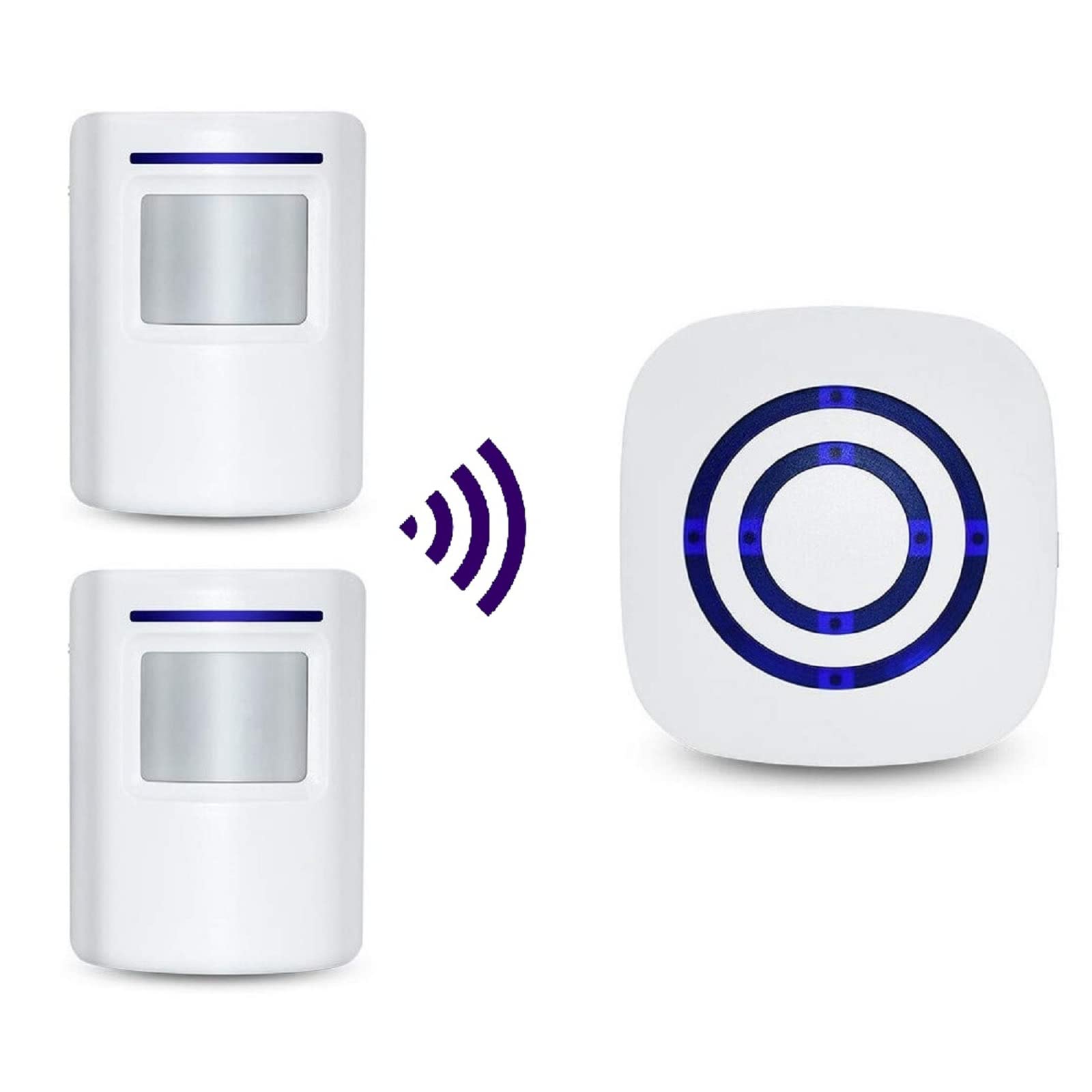 HommyFine Motion Sensor Alarm Detector, Wireless Visitor Door Entry Chime Alart with PIR Motion Sensor Detector and Plug-in Receiver for Business Home Office or Shop