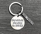 US Air Force She Believed She Could So She Did Keychain, Inspirational Military Airforce Key Ring Gift for Women