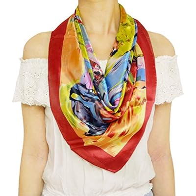 Women's Graphic Print 100% Silk, Silk Scarf Square, 33X33 Inches Women's Graphic Print 100% Silk, Silk Scarf Square, 33X33 Inches