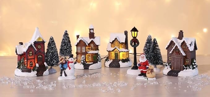 Immagini Natalizie Innevate.Decorazione Natalizia Villaggio Di Natale Con Decorazioni Innevate E Luci Led Nelle Casette 3d Amazon It Illuminazione