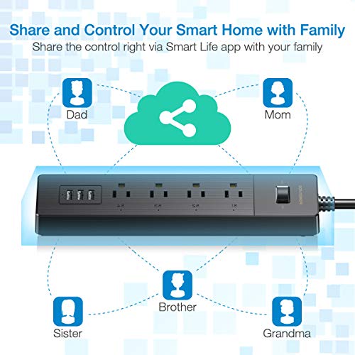 POWERADD Smart Power Strip WiFi Plug Multi Outlet Power Strip with USB Ports,Compatible with Alexa Echo & Google - Black