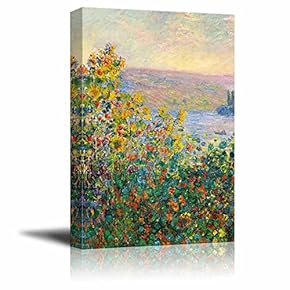 Flower Beds at V¨¦theuil by Claude Monet - Canvas Print Wall Art Famous Painting Reproduction - 12" x 18"