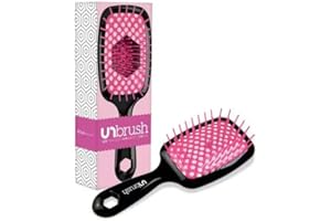 HANGORARI UNbrush Wet & Dry Vented Detangling Hair Brush, Cherry Blossom, Anti-static Hairbrush, Nylon Bristle Great for All Hair Types - Long Thick Curly, Scalp Massage Brush (Red)