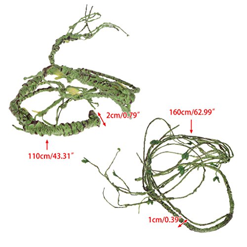 Qupida 1.6Meter Long Plastic Artificial Ivy Vine for Reptile Amphibian Green Simulation Plants Pet House Decor Jungle Habitat (Thin and long)