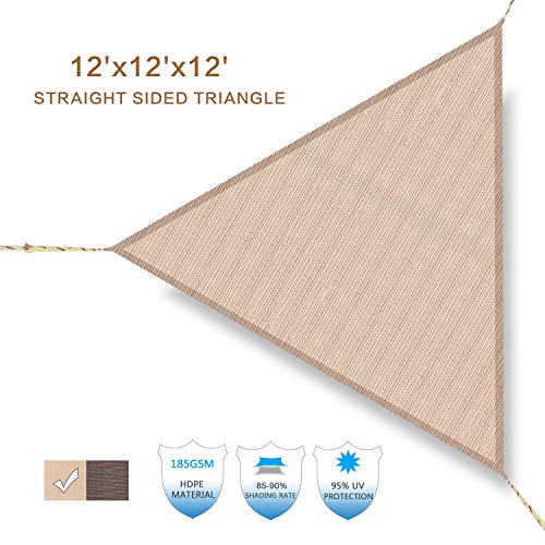HENG FENG Sonnensegel mit geradem Rand, 30,5 x 30,5 x 30,5 cm, Monterey Dreieck, für den Außenbereich, UV-Block für… – Bild 3