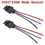 PartsSquare 2Pcs Male Adapter Socket Plugs Connectors Wired Harness For 3156 3157 4157