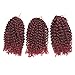 BeautyGrace Pack of 3 Marlybob Crochet Braids Hair Ombre Afro Kinky Curly Braiding Hair Extensions for Girl Women(8