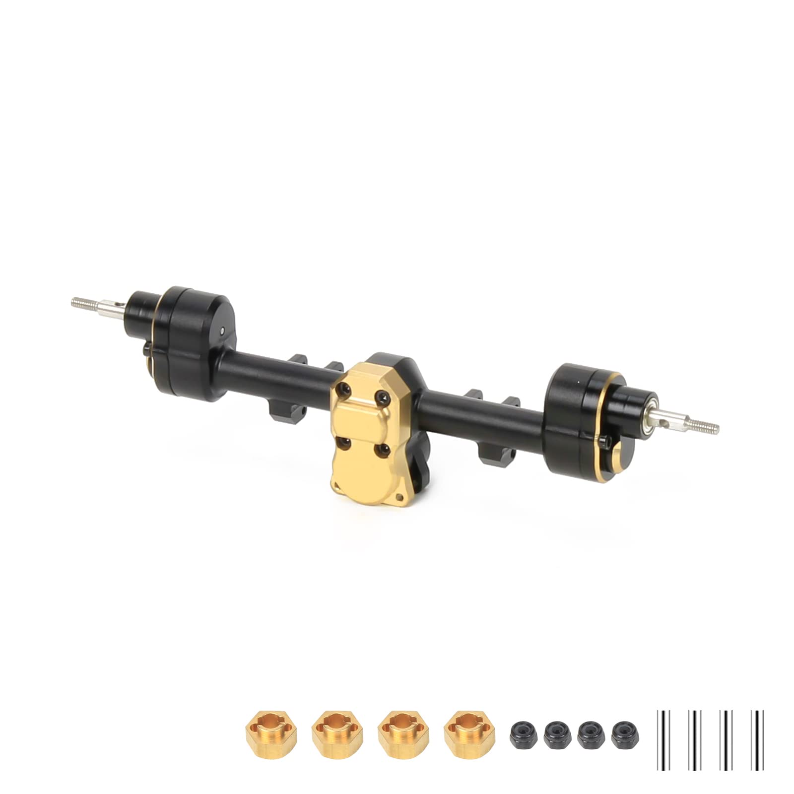 RCAWD Rear Portal Axle Housing & Steel Gears For Axial 1-24 SCX24 Crawlers upgraded part(Black) — image 1