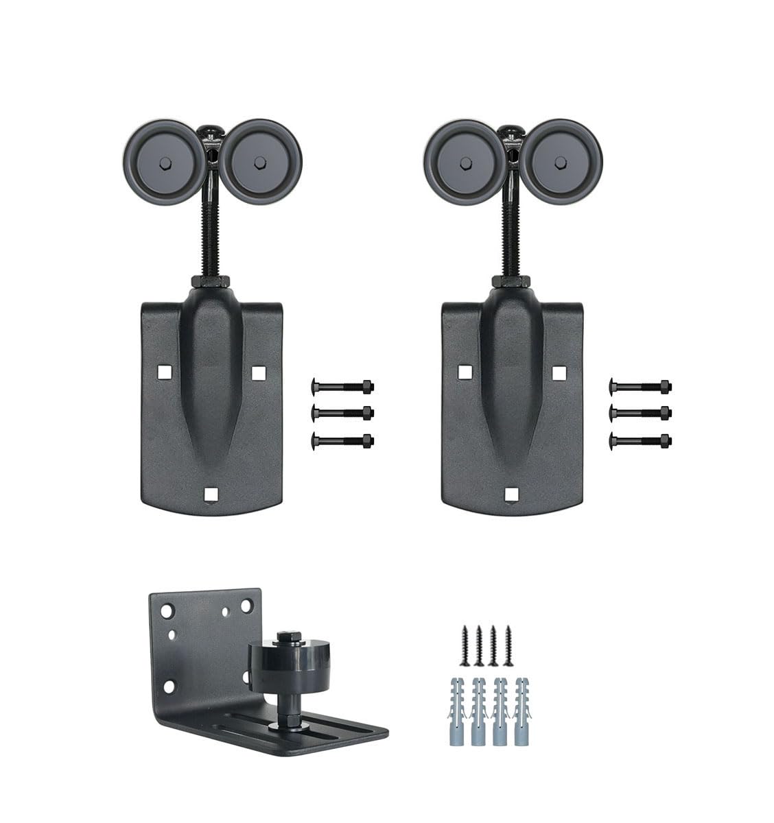 Photo 1 of HARDJULAN Heavy-Duty Black Exterior Sliding Barn Door Roller Kit, Outdoor Rolling Rollers, 450 lbs Capacity, Powder Coated Black, 2 Packs