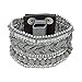 Fitbit Bracelet for Fitbit Flex 2 Fitness Activity Trackers - The ROSIE Beaded, Braided Layered Snap Bracelet to Protect and Cover Your Activity Tracker (Grey, Fitbit Flex 2)