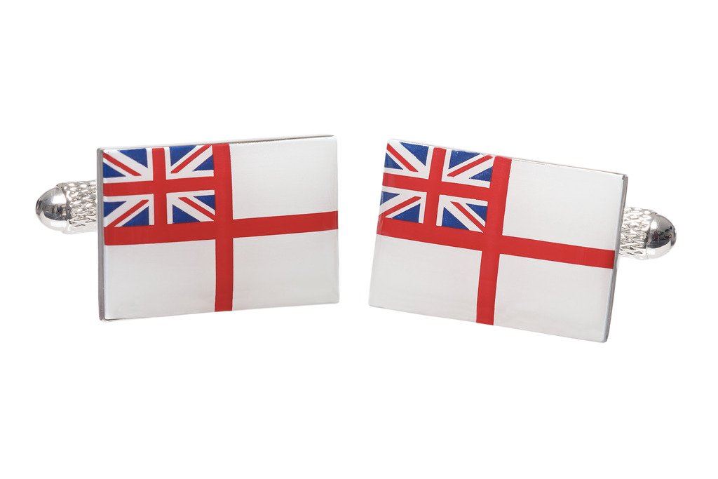 Royal Navy White Ensign Flag Shirt Cufflinks in Onyx Art Cufflinks Box