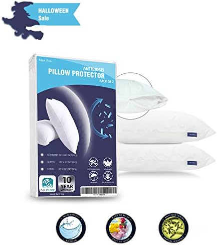 2-Pack Mite Free Premium Antibacterial Ultra Soft Zippered Pillow Protector Waterproof Pillowcase, Standard 20'' x 26''
