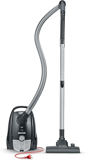 Severin Staubsauger mit Beutel, kompakter & leiser Bodenstaubsauger für Teppich - & Hartböden, 750 W, 2L, Soft-Sound-Bodendüse, 8 m Reichweite, schwarz, BC 7030
