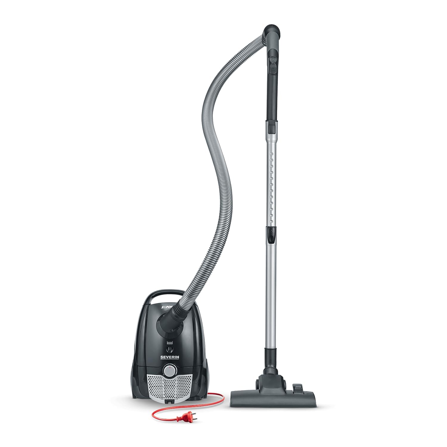 Severin Staubsauger mit Beutel, kompakter & leiser Bodenstaubsauger für Teppich - & Hartböden, 750 W, 2L, Soft-Sound-Bodendüse, 8 m Reichweite, schwarz, BC 7030