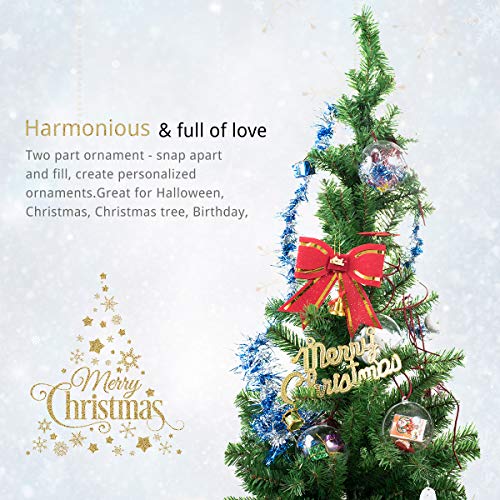 BUBBLEFISH Christmas Ornaments Ball, 10 Pack 80mm DIY Clear Plastic Fillable Ornaments Ball Set, Christmas Decorations Tree Balls for New Years Present Holiday Wedding Party Home Decor Bath Bomb