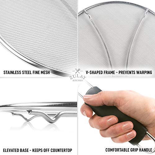 Zulay Kitchen Large Splatter Screen for Frying Pan (13") Blocks Hot