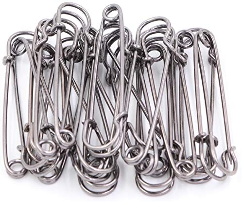 LeBeila Large Safety Pins, Strong Blanket Pins in Bulk-Heavy Duty and (20pcs, Light Gun-Black)