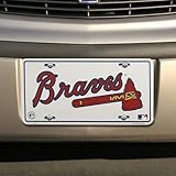 HangTime MLB Atlanta Braves White Metal License Plate