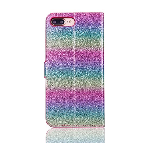 For iPhone 6 Plus/ 6S Plus Case,Aearl Bling Glitter 3D Butterfly PU Leather Flip Case With Stand Wallet Card Slots Magnetic Book Cover with Screen Protector for iPhone 6S Plus/ 6 Plus -Gradient green
