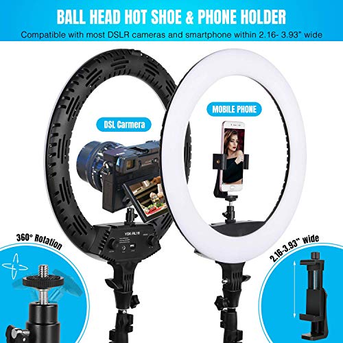 Ring-Light-18-Inch-65W-LED-Ringlight-Kit-with-Tripod-Stand-with-Phone-Holder-Adjustable-Color-Temperature-Circle-MUA-Lighting-for-iPhone-Camera-for-for-Vlog-Makeup-YouTube-Video-Shooting-Selfie