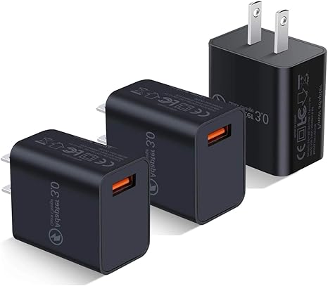 Amazon Com Quick Charge 3 0 Wall Charger 3 Pack 18w Qc 3 0 Usb