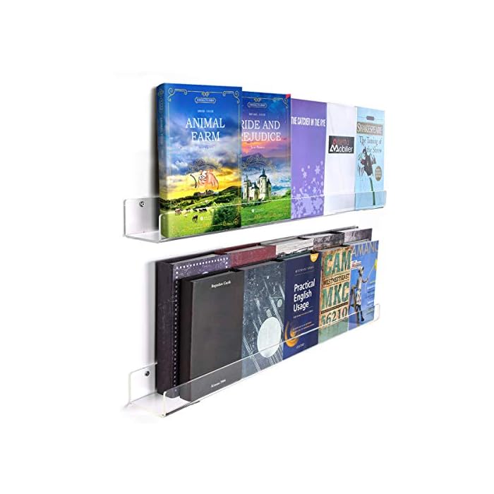 Buy WINKINE Acrylic Wall Mounted Floating Ledge Bookshelf Set of 2 36