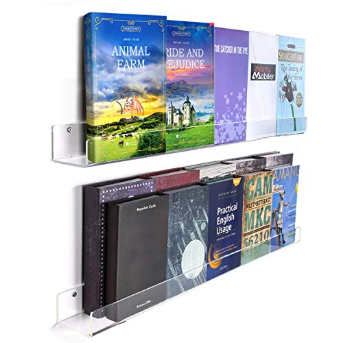 Buy WINKINE Acrylic Wall Mounted Floating Ledge Bookshelf Set of 2 36