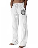 Men's Linen Pants Casual Cotton Trousers Elastic