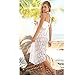 Moxeay® Women Bikini Swimwear Cover up Mesh Hollow Out Lace Crochet Dress (One Size, White)