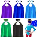 Super Hero Capes and Mask for Kids Bulk Party Favors Role Cosplay Costumes Like Superhero Style (5 Pack)