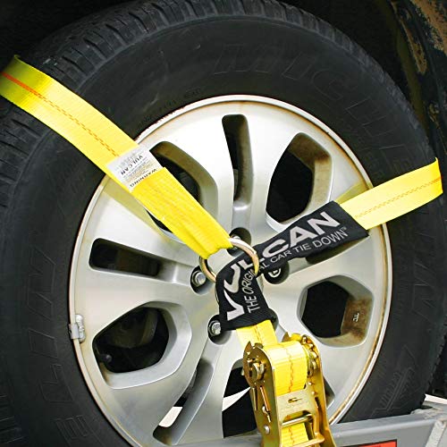 VULCAN Car Tie Down with Chain Anchors Lasso Style 2 Inch x 96 Inch
