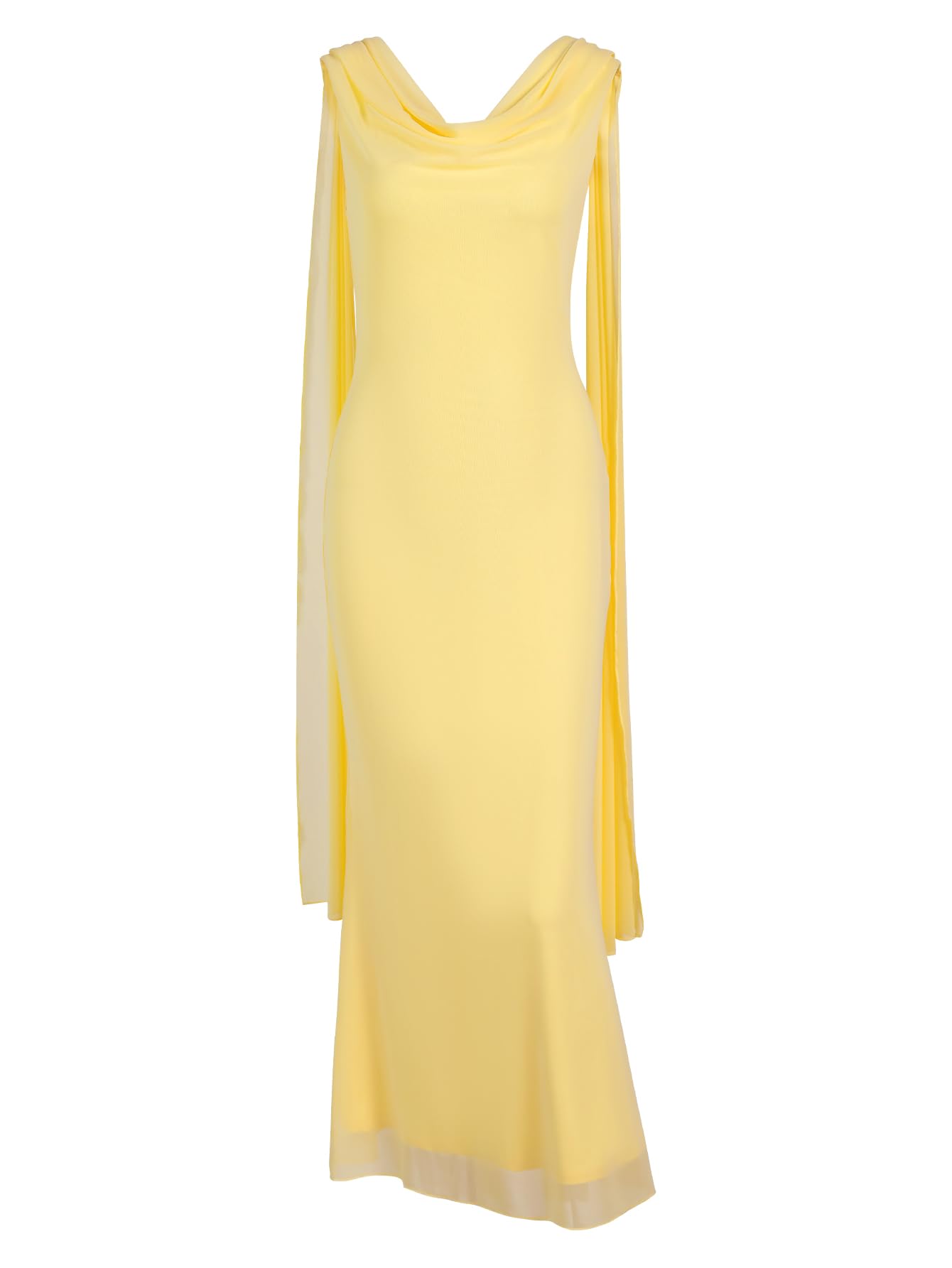 Photo 1 of Parthea Women's Summer Formal Wedding Guest Dresses Sleeveless Backless Long Elegant Evening Party Maxi Bodycon Dress Yellow