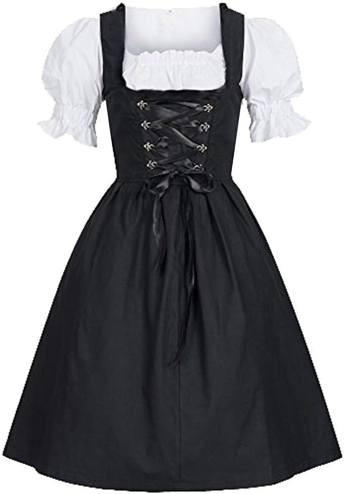 Dirndl Dress for Women Ladies Traditional Bavarian Costume Dress Fancy Dress Apron Dresses for Oktoberfest Halloween Carnival