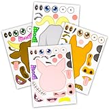 24 Make A Barnyard Farm Animal Stickers - Great Zoo Themed Birthday Party Favors - Fun Craft Project For Children 3+ - Let Your Kids Get Creative & Design Their Favorite Animal Sticker!