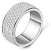 VQYSKO 8mm Cubic Zirconia Wedding Band for Women - 316L Stainless Steel 5 Rows CZ Simulated Diamond Eternity Rings Size 8