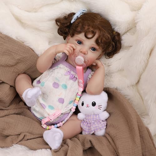 Bebê Reborn Boneca Menina Corpo de Silicone 48cm Olhos Azuis Pode Dar Banho Criança Presente
