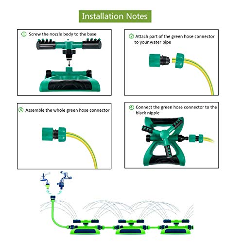 711TEK Garden Sprinkler Automatic Lawn Sprinkler Water Sprinkler Lawn Irrigation System 360 Degree Rotating Adjustable Oscillating Sprinkler for Garden Lawn Yard Kids (Sprinkler with Extra Head)