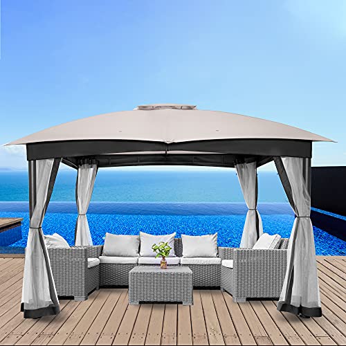 FAB BASED 10x12 Gazebo for Patio, Double Vent Canopy Gazebo with Netting, Screen Patio Gazebo