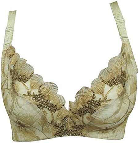 Parasexy Eyelash Lace Bra Adjustable Straps Underwire Tops Boost Demi Padded Bra Yellow 85B/38B