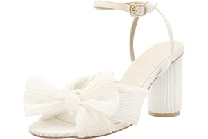 MUCCCUTE Women's Bow Knot Heeled Sandals Ankle Buckle Strap Chunky Heeled Open-toe Comfortable Wedding Party Fashion Heeled