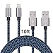 Eashion 2Pack 10FT Ultra Long Nylon Braided iPhone Charging Cable USB Cord Charger Compatible with iPhone 7/ 7Plus/ SE/ 6s/ 6 /6 Plus/ 6s Plus/ 5s/ 5c/ 5/ iPad Air/ Mini/ iPod Nano/ Touch (Blue)