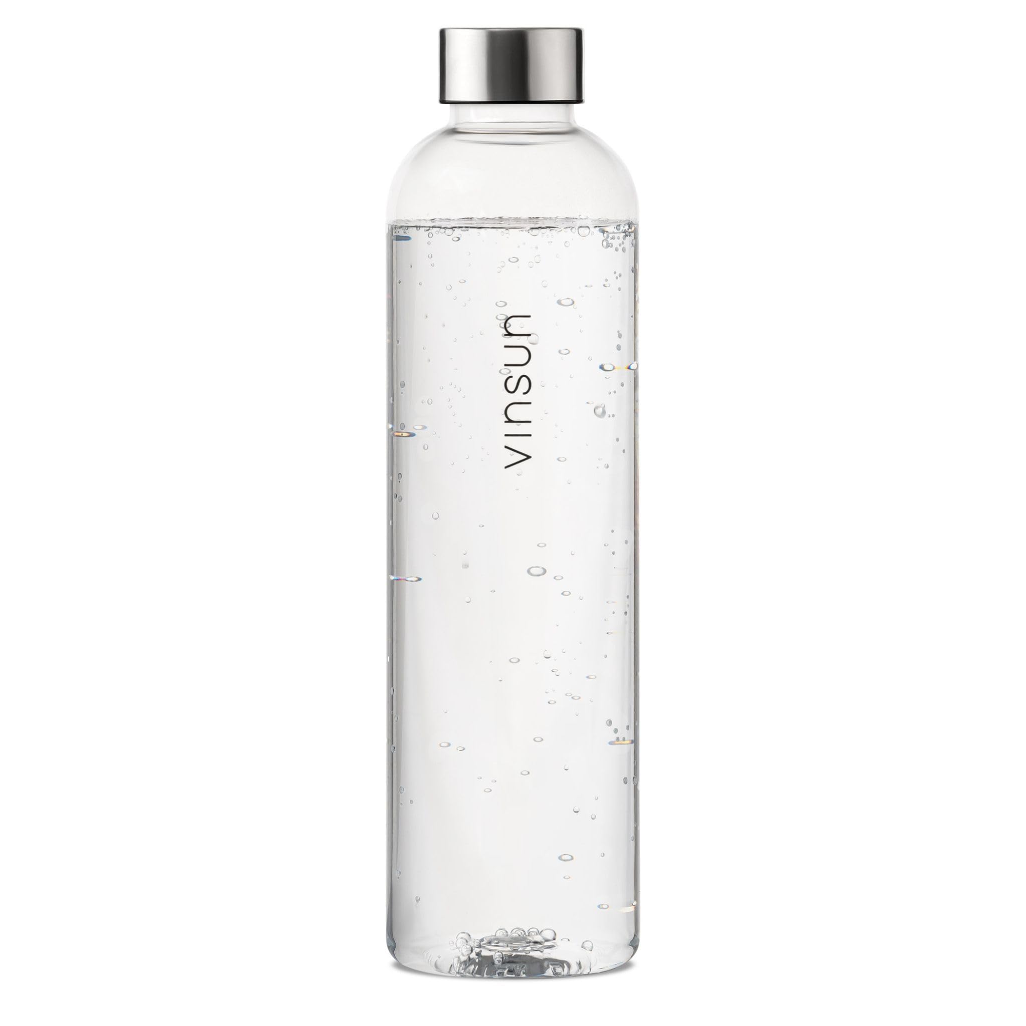 VINSUN Water Bottle 1L Transparent - Leak-proof Water Flask - BPA free, Reusable, Tritan - Drinks Bottle for Sports, Gym, Travel, School, Cycling, Running, Work