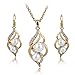 Long Way Crystal Necklace Drop Earrings Set Pearl Jewelry Set Wedding Jewelry For Women