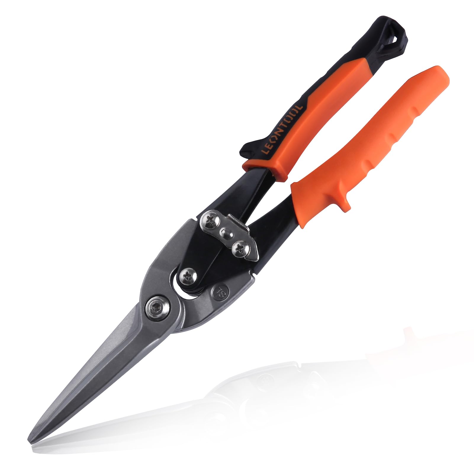 LEONTOOL 12" Tin Snips for Cutting Metal Sheet Long Cut Aviation Snips with Safety Latch and Non-Slip Handle, Heavy Duty Metal Shears Metal Cutters Metal Snips Metal Cutting Tools, Cr-Mo Steel Blade