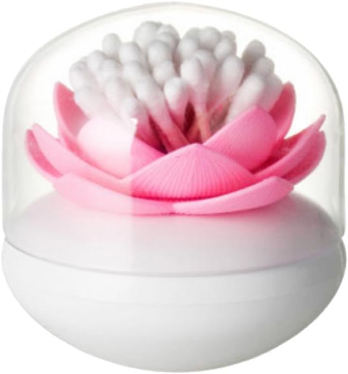 Lotus Cotton Swab Box Lotus Cotton Bud Toothpicks Holder Base Case(Pink)