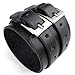 KONOV Wide Genuine Leather Mens Bangle Cuff Bracelet, Punk Rock, Fits 7