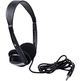 Egghead Over-Ear Kids' Stereo Headphones with 3.5 mm. Audio Jack and 4'3" Cord, Adjustable Stereo School Headphones for Kids, Black