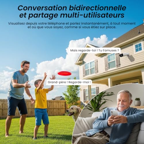 Cinnado 2K Camera Surveillance WiFi Exterieure sans Fil - Camera Exterieur sans Fil Solaire avec Panneau Solaire Intégré, 2.4GHz, Audio Bidirectionnel, Vision Nocturne Couleur, Alerte PIR, IP65