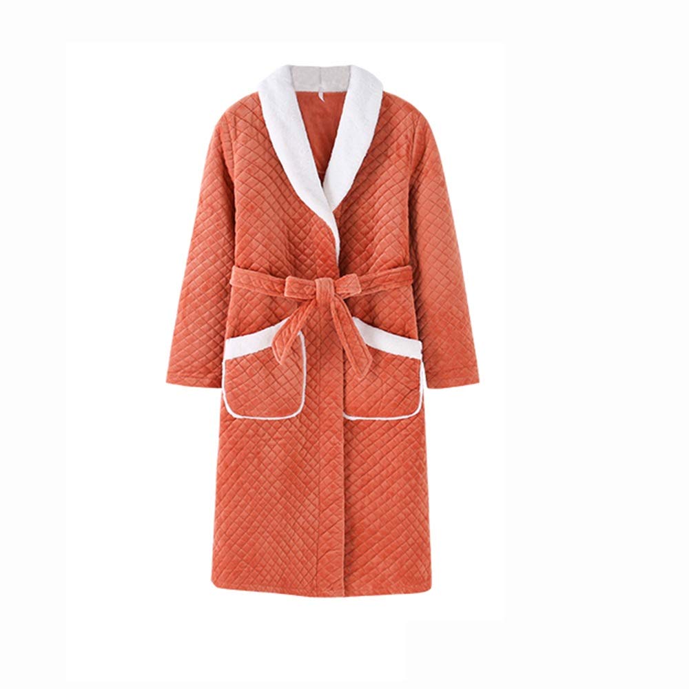 LiRuiPengSY Rompers Couple Robe, Women's Bathrobe Pajamas Shawl Collar Three-Tier Thicken Cotton Rob